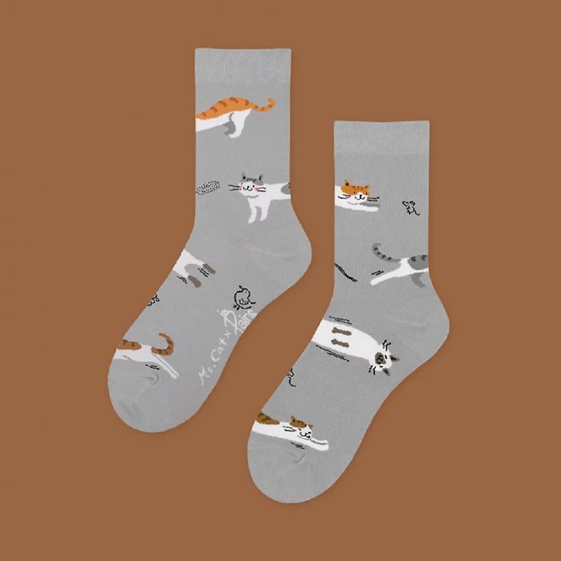 Miss Cat Ms. Cat Joint Series Cotton Socks Often Stretch_Light Gray - Socks - Cotton & Hemp 
