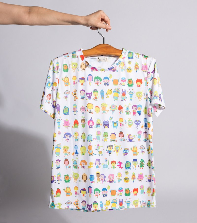 彩色人森_圓領上衣 - 帽T/大學T - 聚酯纖維 