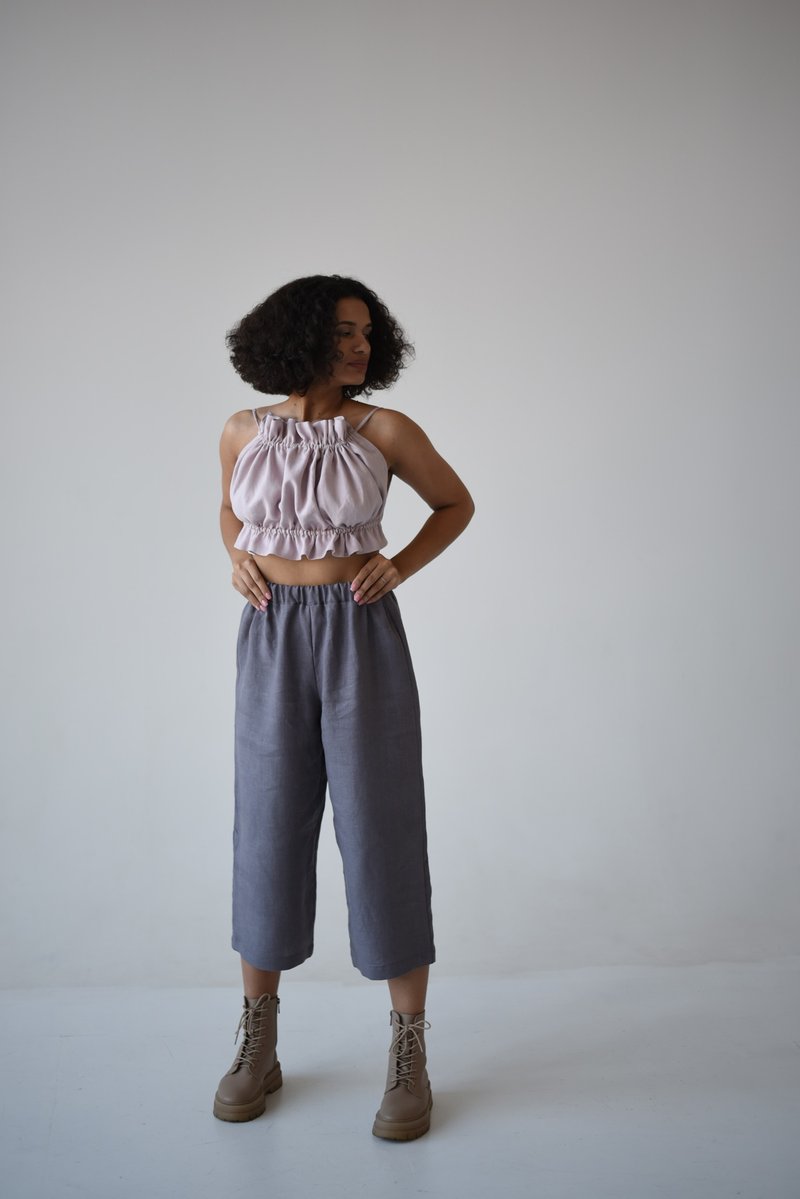 Linen pants / boho linen pants/ wide leg pants / linen culottes - Women's Pants - Linen 