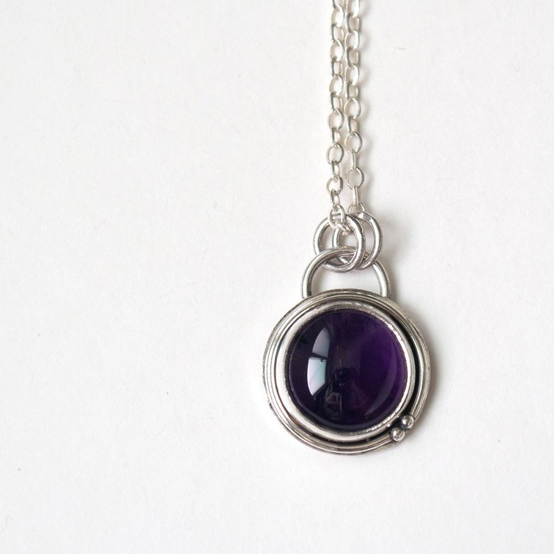 紫水晶純銀墬子 Amethyst silver pendant - 項鍊 - 寶石 紫色