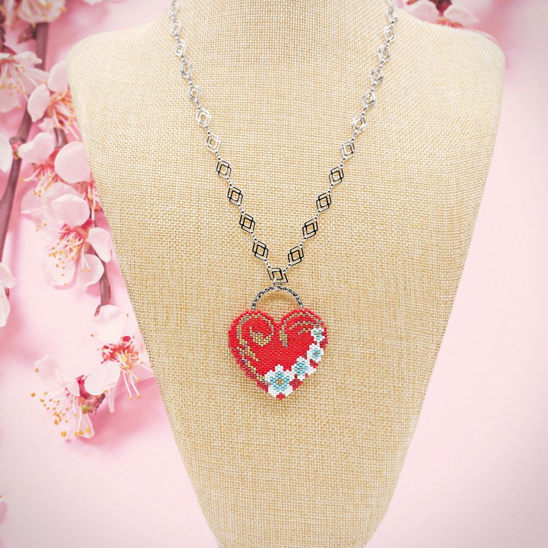 Necklace Jewelry | Glasses Hanging Chain | Handmade Necklace 2Way - Heart Necklace - Love is always romantic - Necklaces - Other Materials Red