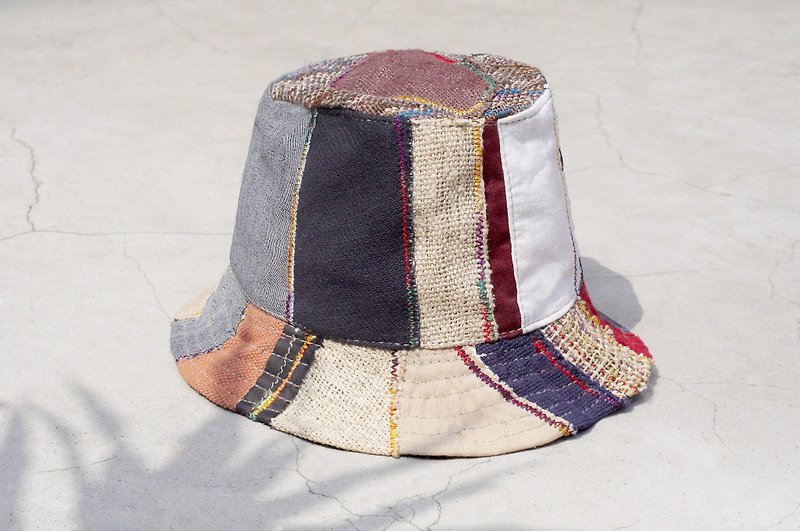 Valentine's Day gift limit a national splicing hand-woven cotton hat / fisherman hat / sun hat / patch cap - go to the world travel hit color splicing national wind - Hats & Caps - Cotton & Hemp Multicolor