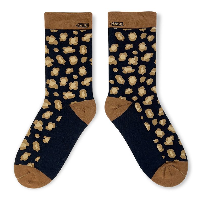 Leopard Brown/Black Socks - Socks - Cotton & Hemp Black