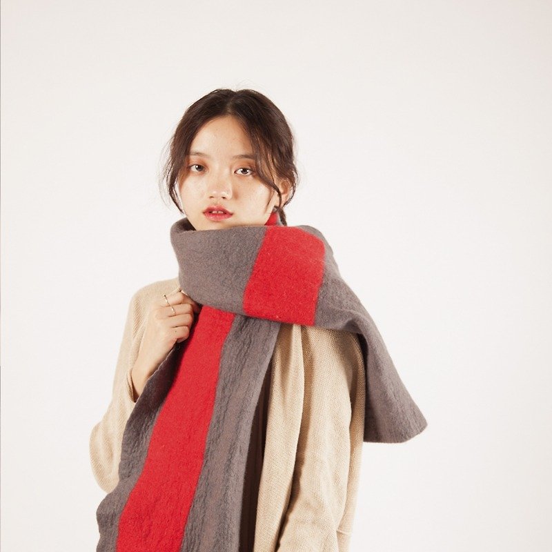 Ke people original design scarves female spring and autumn long section collar warm and handmade pure wool shawl Arts Day - Other - Wool Gray