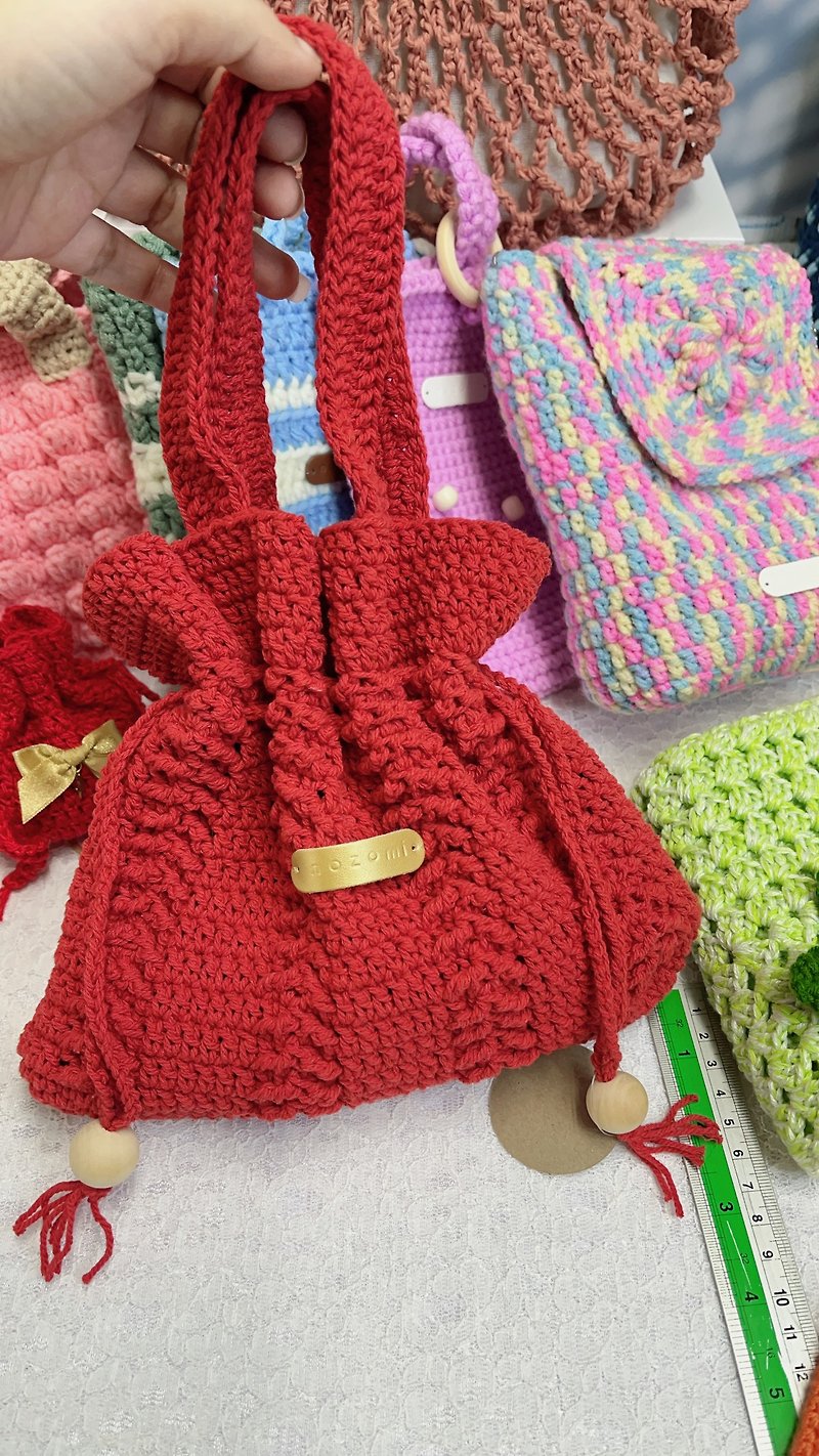 Drawstring bag cotton rope - 水桶袋/索繩袋 - 其他材質 紅色