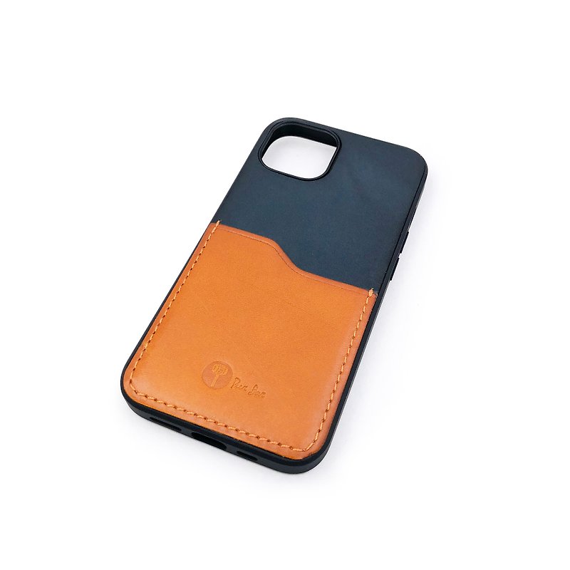 Handmade Vegetable Tanned Leather-iPhone 13 Case (With Card Holder)