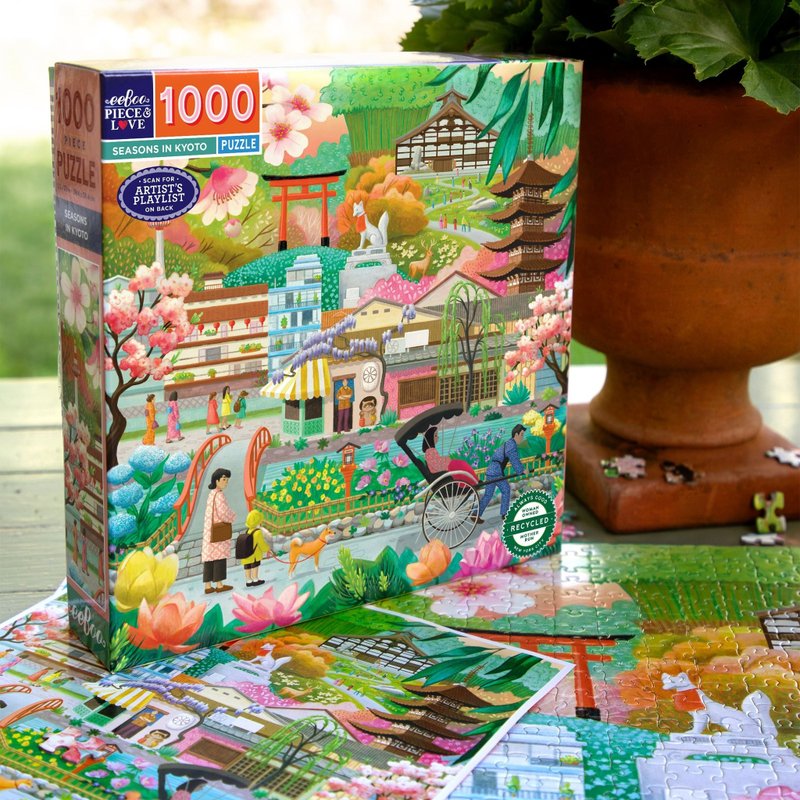 eeBoo 1000片拼圖 - Seasons in Kyoto  日本京都四季 - 拼圖 - 紙 多色