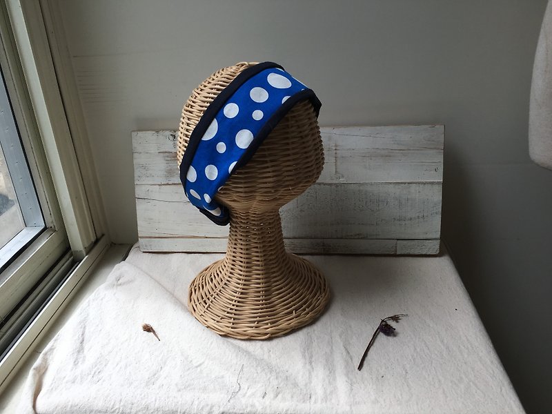 Blue Kusama Wave-Stitching Flat Hairband ヘアバンド - Headbands - Cotton & Hemp 