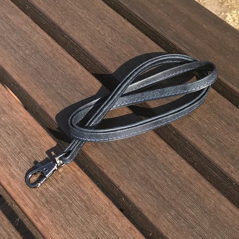 【Neckband】Dark Blue Pueblo | Lanyard Strap | Handmade Leather in Hong Kong - Lanyards & Straps - Genuine Leather Blue