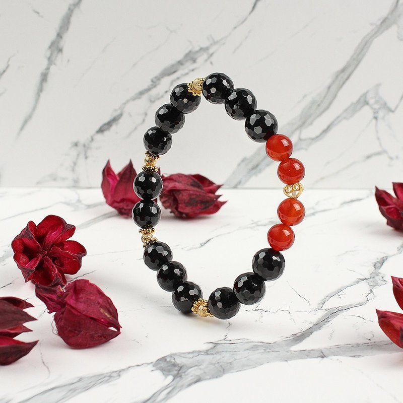 Designer Classic Series | Black Tourmaline Bracelet | Initials of Heart - สร้อยข้อมือ - หยก สีดำ