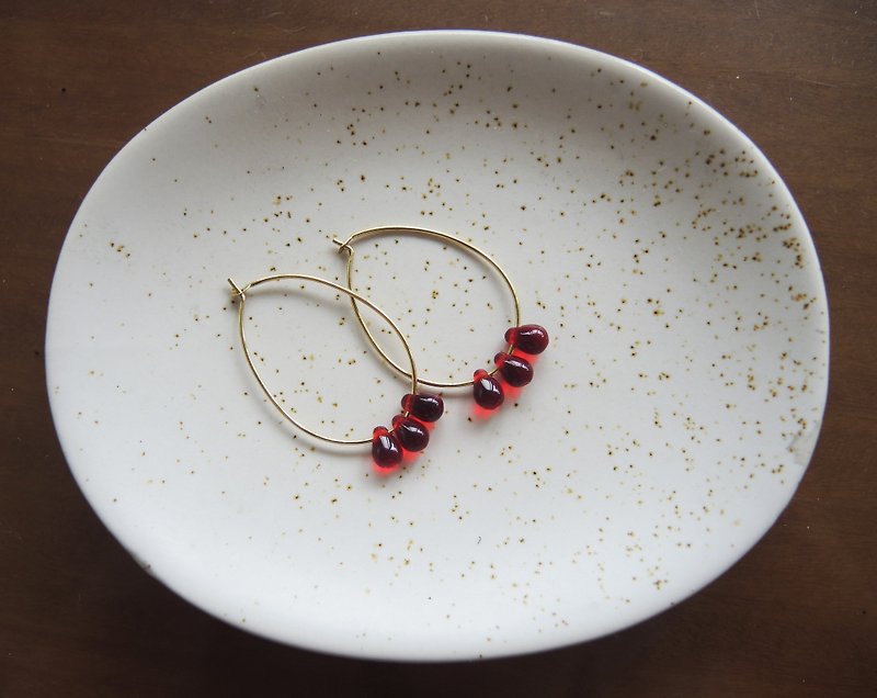 Ruby Handmade Glass Beads Earrings - ต่างหู - แก้ว หลากหลายสี