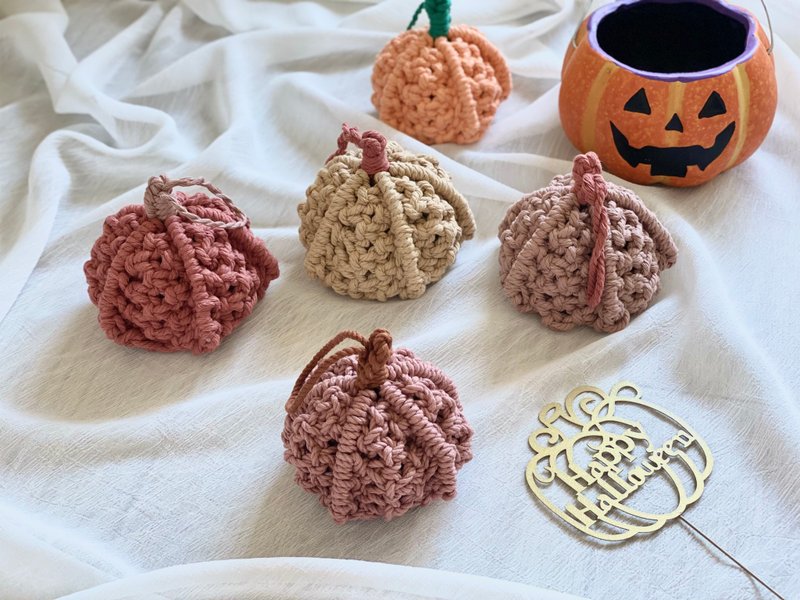 _Macrame pumpkin _Pumpkin decoration_Key charm_Halloween decoration_Halloween limited_ - Items for Display - Cotton & Hemp 