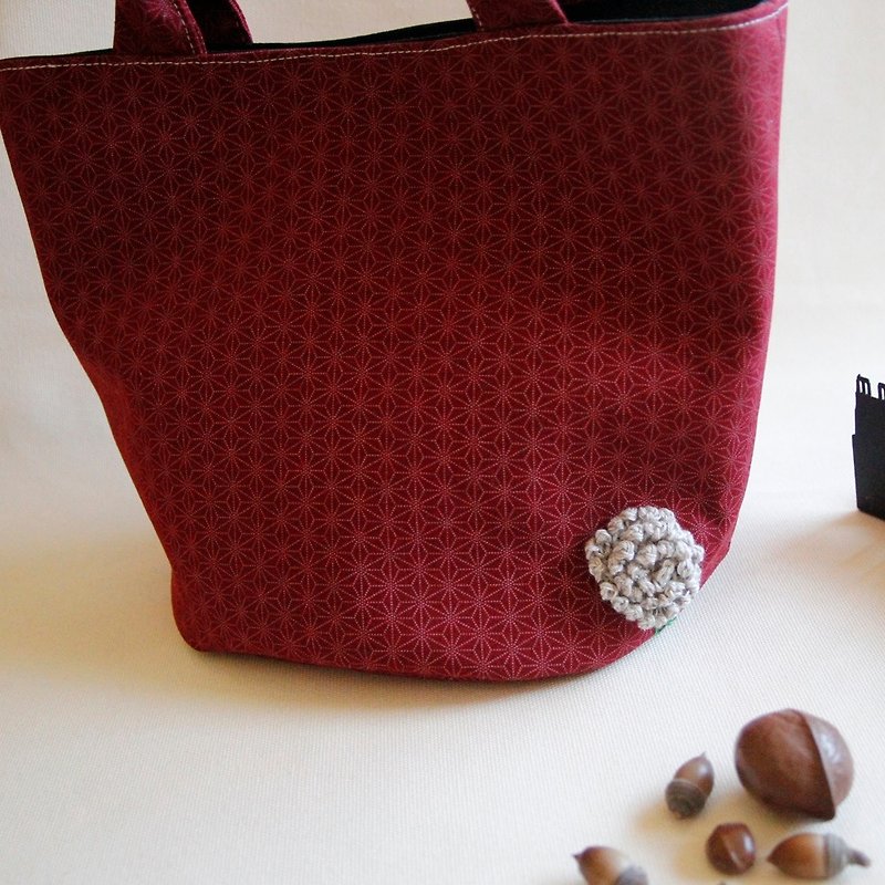 Shoulder bag,  large capacity bag,  tote bag, chammy, fire flower - Handbags & Totes - Cotton & Hemp Red