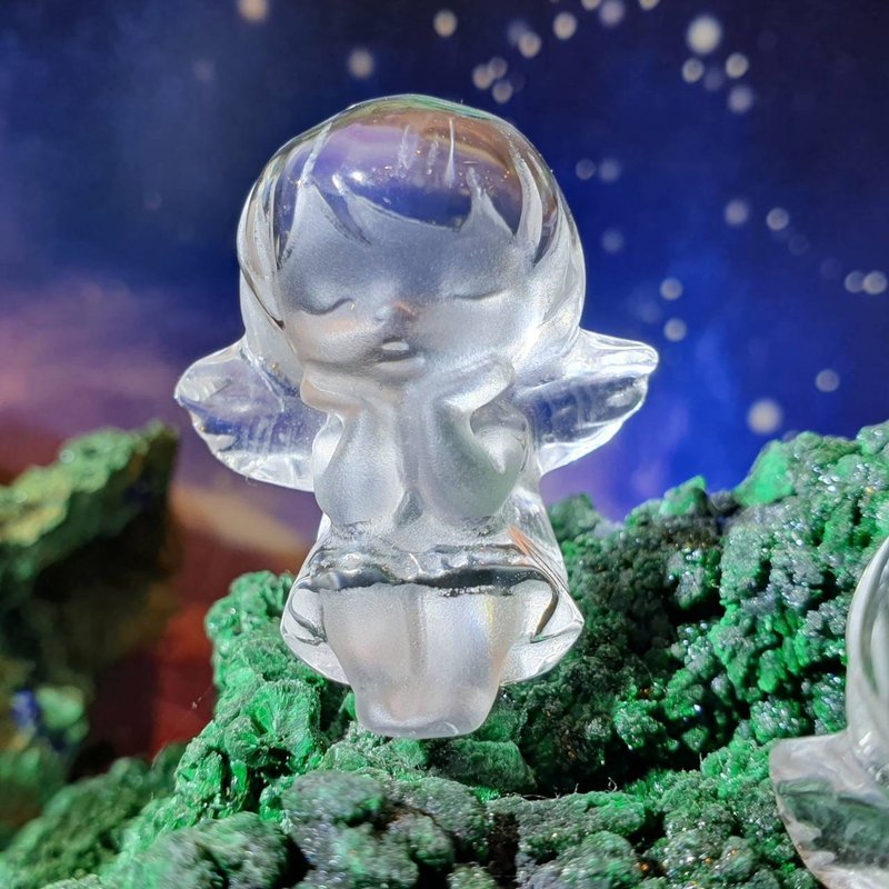 現貨 天然白水晶雕刻小天使 angel 擺件 擺飾 禮物 - 擺飾/家飾品 - 水晶 白色