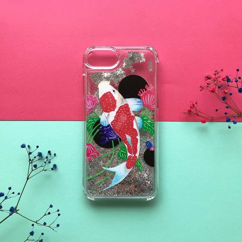 Glitter iPhone Case // Koi and Shadow - เคส/ซองมือถือ - พลาสติก สีเงิน