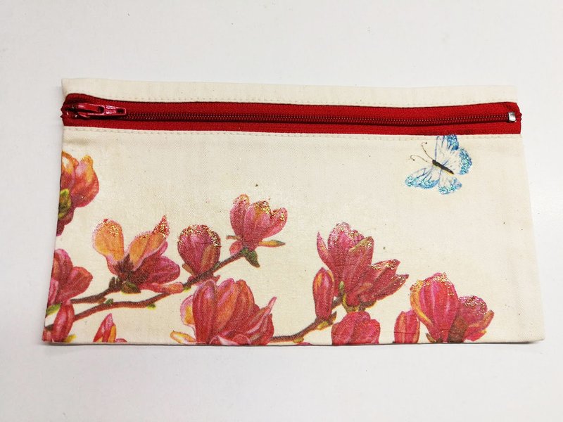 Canvas Pencil Case Cosmetic Bag Storage Bag Butterfly Valley Bart Collage M06 (Handmade ~ Unique Product) - Pencil Cases - Cotton & Hemp 