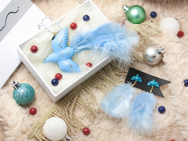 Winter bird's earrings and room decorations - skyblue - earrings, earrings, ornaments - ต่างหู - พลาสติก สีน้ำเงิน