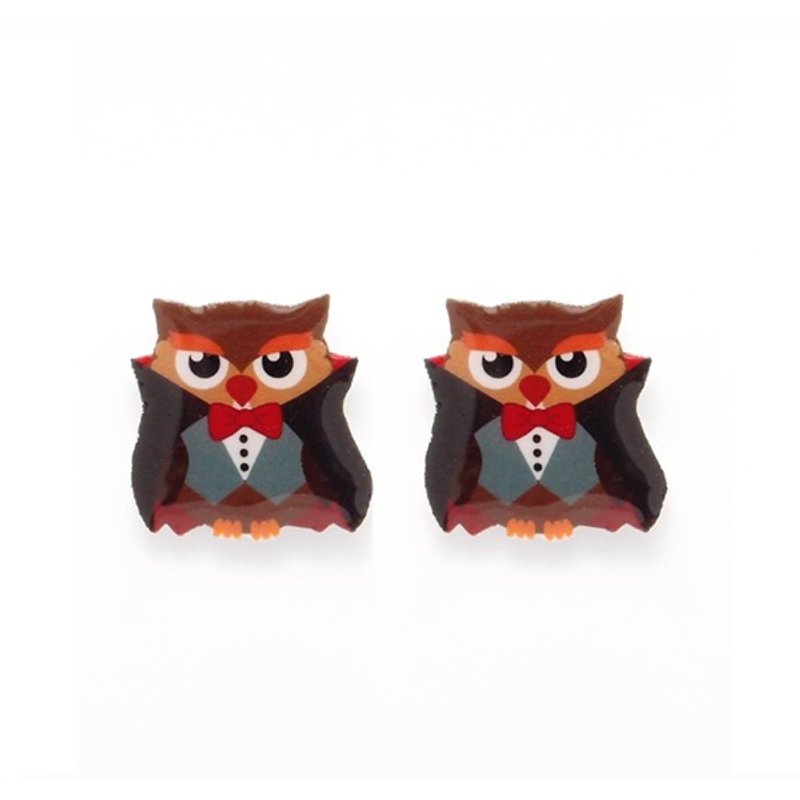 Fox Garden Hand-made Halloween Series: Earl Count OWL earrings / ear clips / earrings party must specify if no specified transparent ear clip shipping - Earrings & Clip-ons - Plastic 