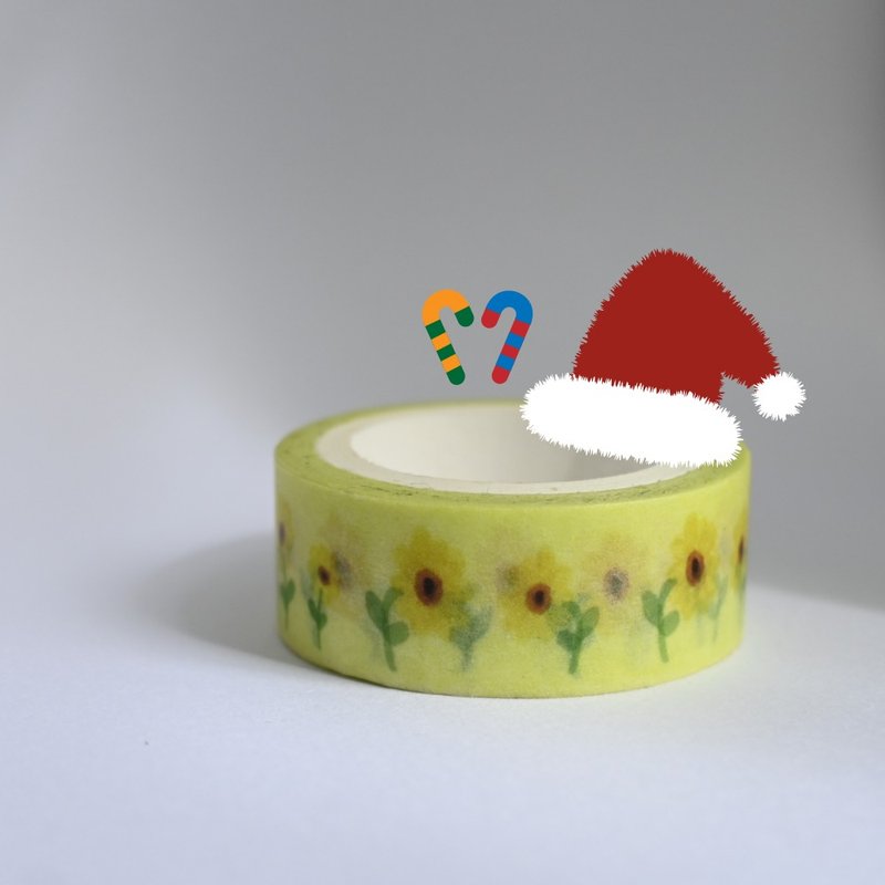 ひまわり マスキングテープ 手描き 花柄 手帳 クリスマス プレゼント 和紙テープ - マスキングテープ・PET テープ - 紙 