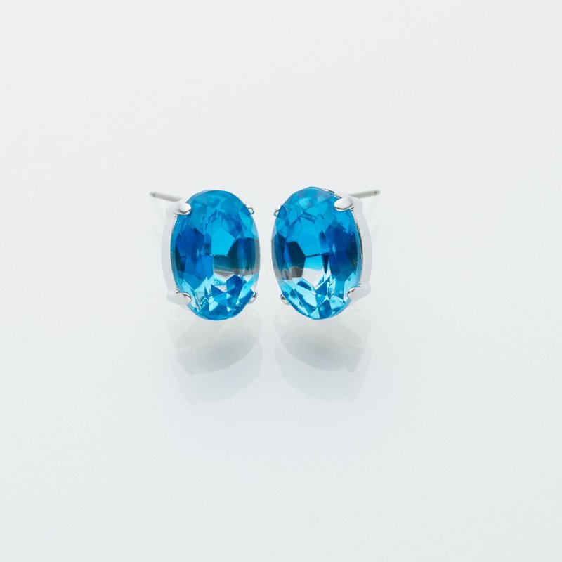 Blue & Clear Stud Earrings [Choose the color of the parts] - ต่างหู - แก้ว หลากหลายสี