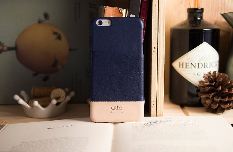 Alto iPhone 6 Plus/6S Plus Leather Phone Case Back Cover - Navy/Night _Can Purchase Custom Laser Engraving - เคส/ซองมือถือ - หนังแท้ สีน้ำเงิน