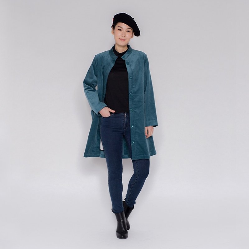 Mandarin Collar Corduroy Coat - Women's Casual & Functional Jackets - Cotton & Hemp Multicolor