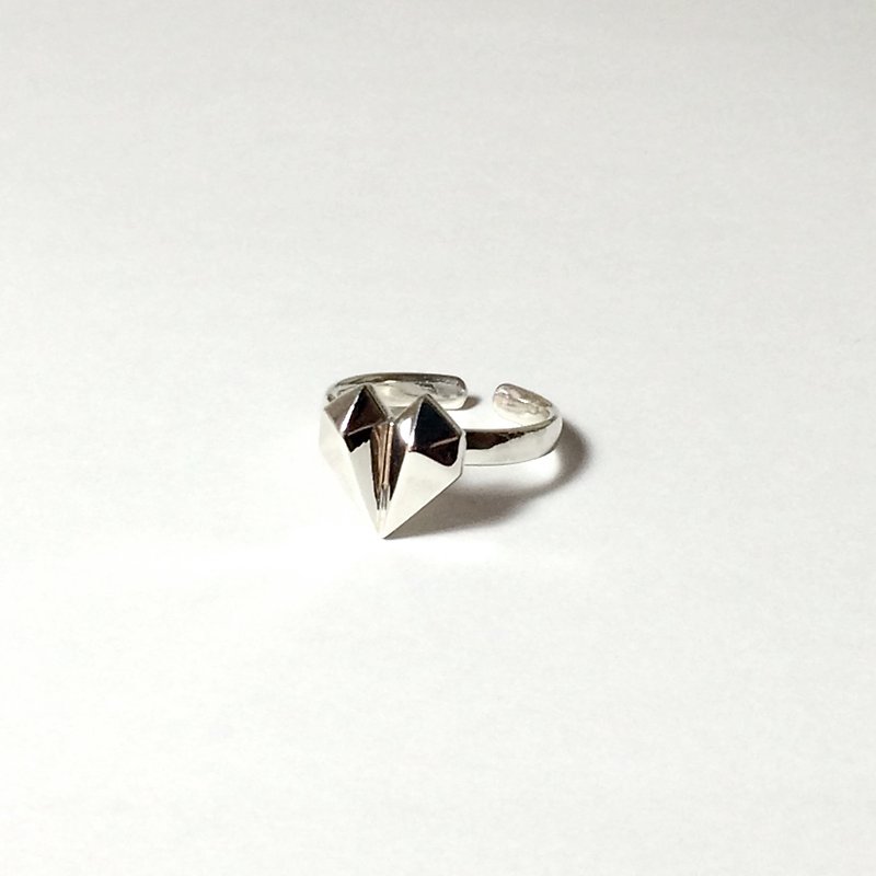 Diamond Heart 18K White Gold 925 Silver Ring - แหวนทั่วไป - โลหะ สีเงิน