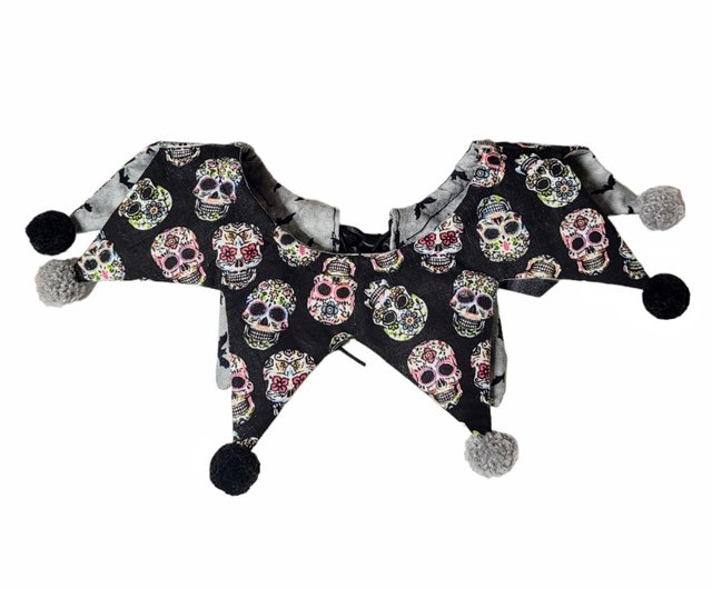 三角ピエロ首輪スカル花柄生地 - ショップ Pawsome Crafty HK 洋服