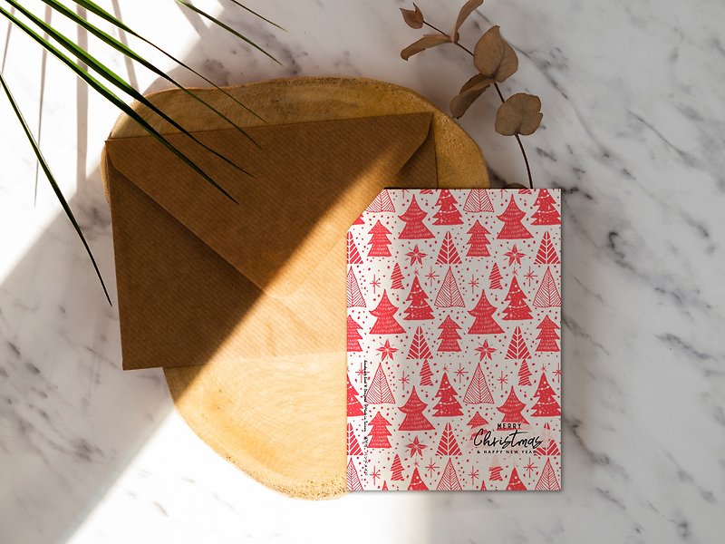 赤手描きクリスマスカード [CM17029] ロココストロベリー WELKIN 手作りポストカード - カード・はがき - 紙 