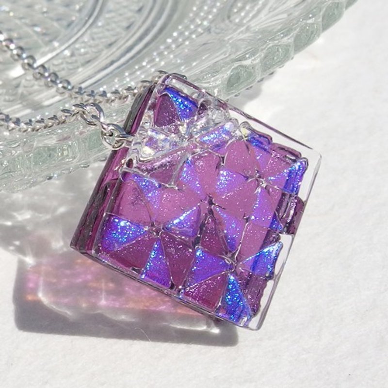 [More Premium] February Birthstone Glass (Amethyst [Large]) Silver 925 Necklace [Made-to-Order] - สร้อยคอ - แก้ว สีม่วง
