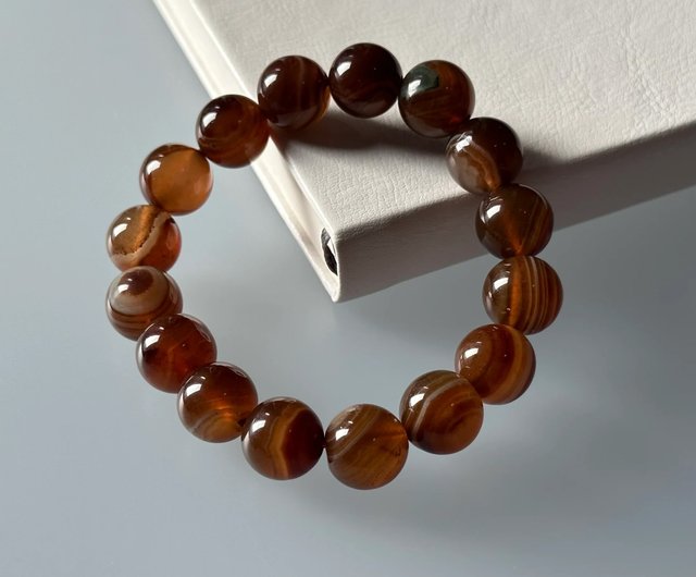 ブロンズブラウンアゲートブレスレット - ショップ th-jewelery