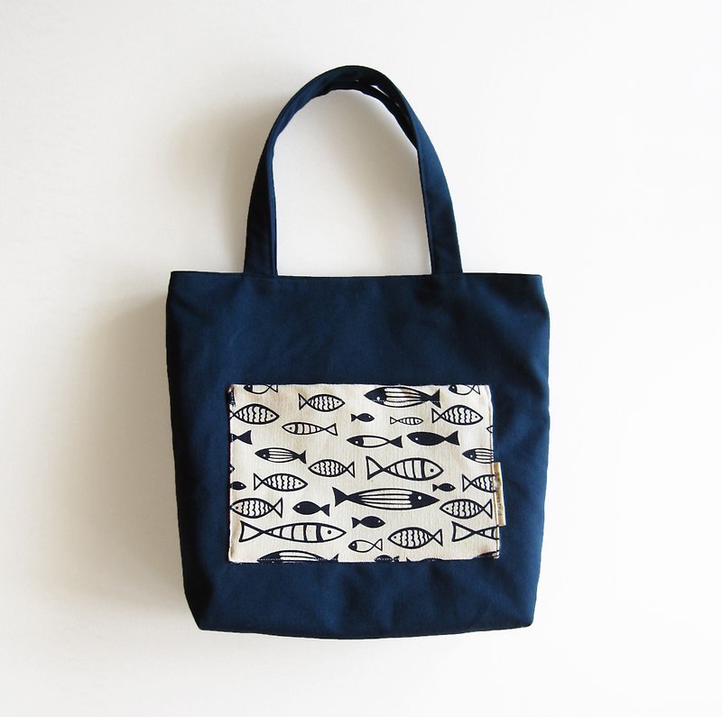 Fish fish, water, travel bag - Handbags & Totes - Cotton & Hemp Blue