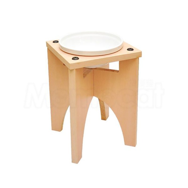 [MOMOCAT] X-shaped dog dining table single mouth height 30cm with No. 2 porcelain bowl - three wood colors