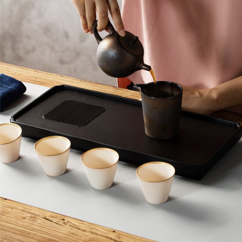 [LOHAS] Bookish Mok Tea Tray with two-color options, can be connected to an external water pipe but cannot be separated up and down. - Teapots & Teacups - Pottery Black