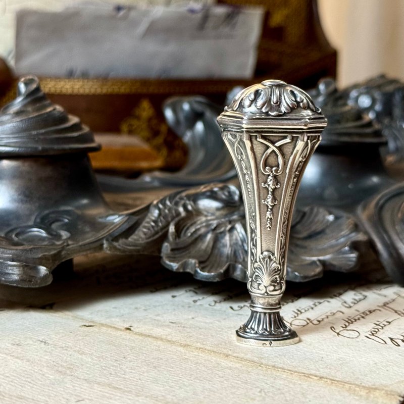 *50933-絕美法國古董800純銀封蠟章 - 印章/印台 - 純銀 