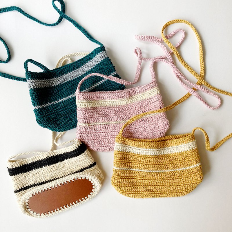 Summer Crossbody Bag | Minimalist Resort Style | Phone Bag | Shoulder Bag | Messenger Bag | Two-Tone Stripe | Woven Pouch - กระเป๋าแมสเซนเจอร์ - ผ้าฝ้าย/ผ้าลินิน หลากหลายสี