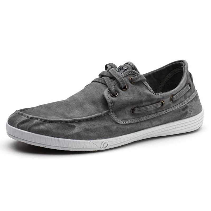 Spanish handmade canvas shoes / 303E sailing shoes / men's / 623 washed gray - Men's Casual Shoes - Cotton & Hemp Gray