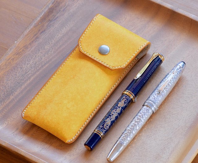 Fountain pen case with strap - Shop leather-products yoshii Pencil Cases -  Pinkoi