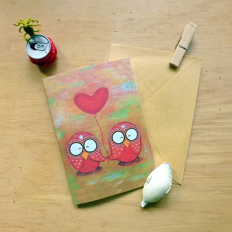 Universal Card∣ Red Love Owl - การ์ด/โปสการ์ด - กระดาษ หลากหลายสี