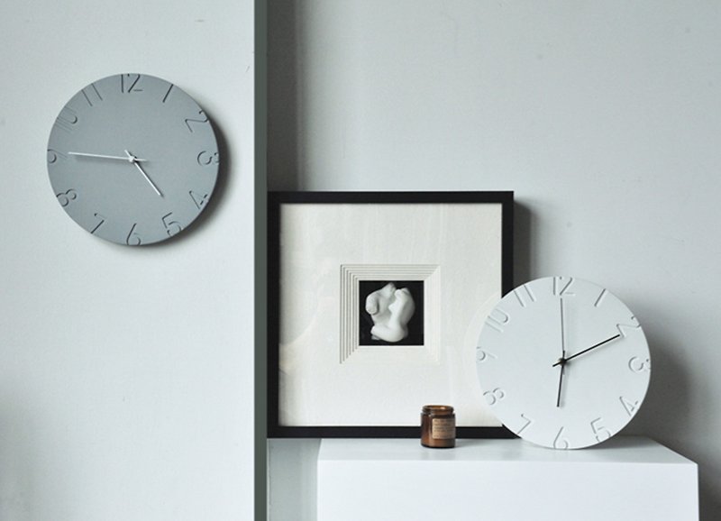 Kedu series fair-faced concrete silent clock Cement gray wall clock