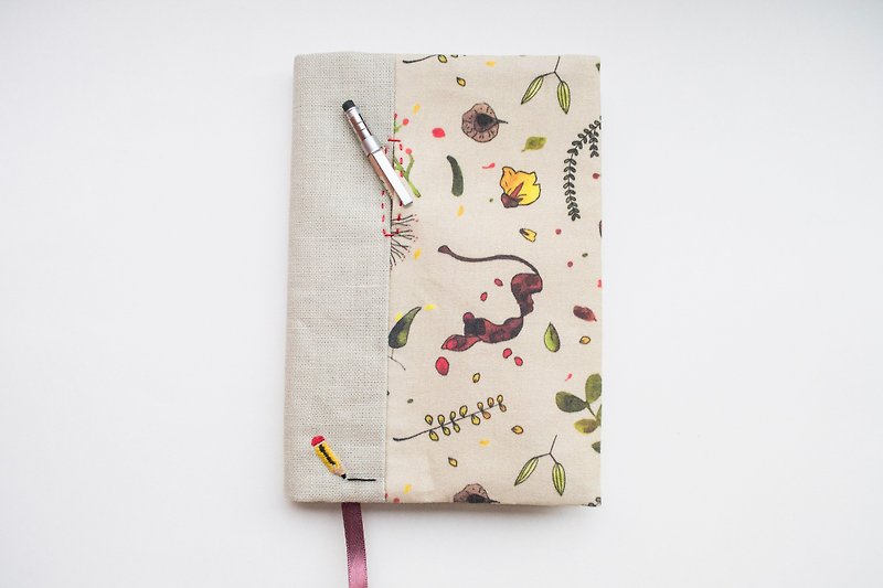 Jot of Ideas fabric A6 bookcover - Singapore Botanicals - Notebooks & Journals - Other Materials Khaki
