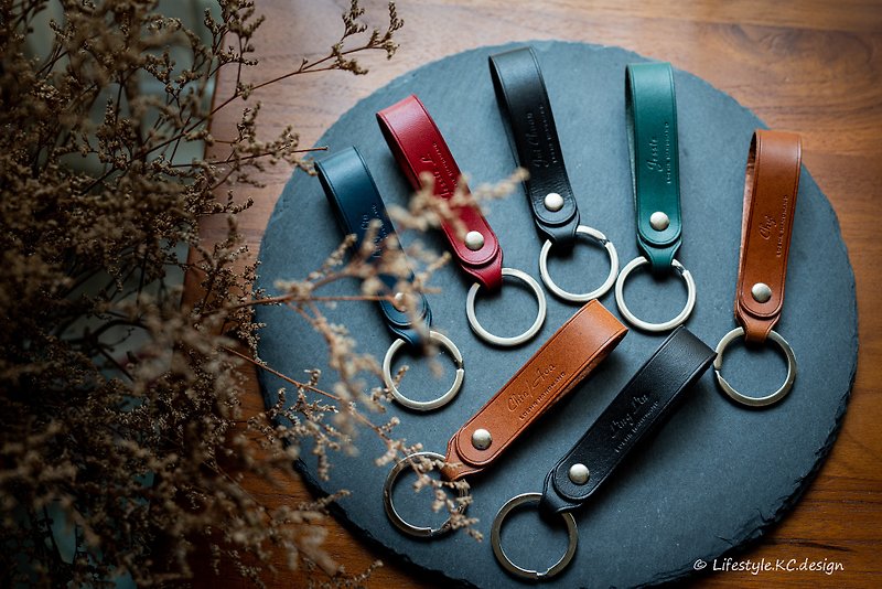 LOEHR leather handmade key ring - Keychains - Genuine Leather Black