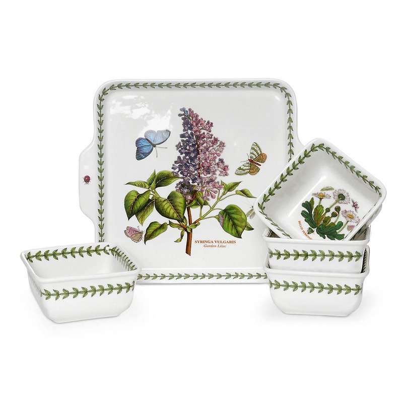 Portmeirion-Botanic Garden 經典植物園系列-花語五件碗盤組(原) - 碗 - 瓷 白色