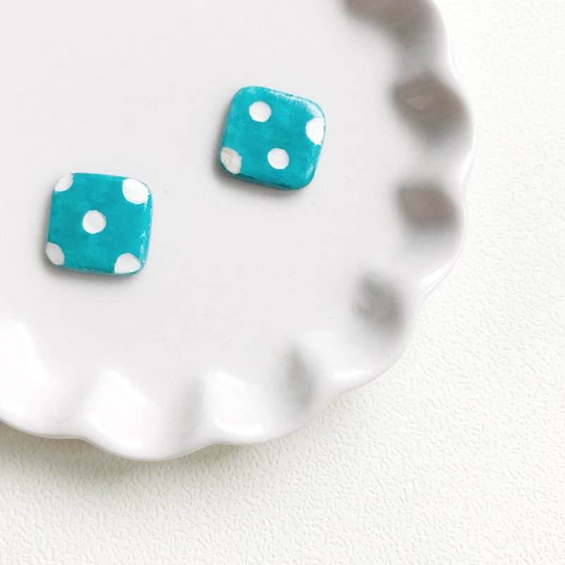 Cute retro little dots-hand-made / hand-painted earrings - Earrings & Clip-ons - Other Materials Multicolor