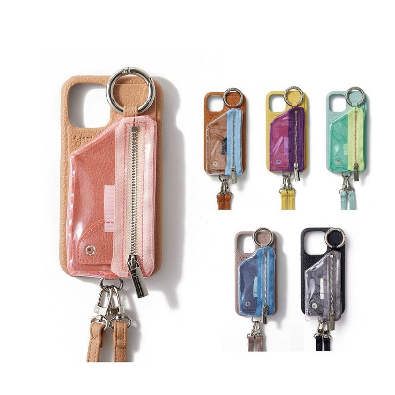 ajew cadenas PVC zipphone case shoulder (with strap) - Phone Cases - Faux Leather Khaki