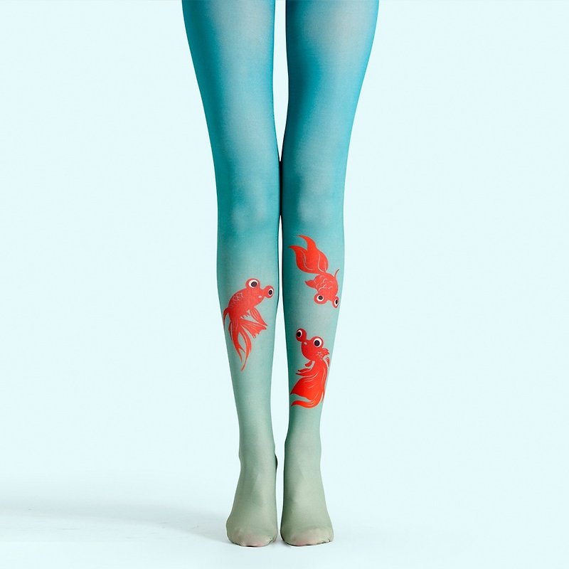 viken plan creative designer brand pantyhose stockings socks stockings pattern goldfish - ถุงเท้า - ผ้าฝ้าย/ผ้าลินิน 
