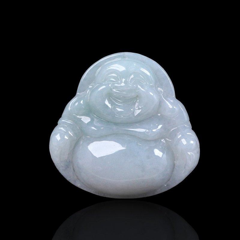 White Jadeite Maitreya Buddha Necklace | Stone| Natural Burmese Jadeite A Grade | Gift - Necklaces - Jade White