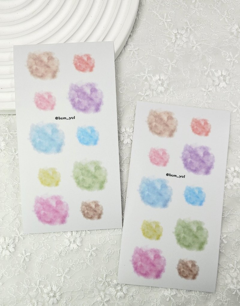 Fluffy Cloud Smudge Deco Sticker - 便條紙/便利貼 - 紙 多色
