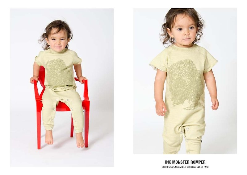 【Swedish Children's Clothing】Organic Cotton Infant Onesies 9M to 18M Green - ชุดทั้งตัว - ผ้าฝ้าย/ผ้าลินิน สีเขียว