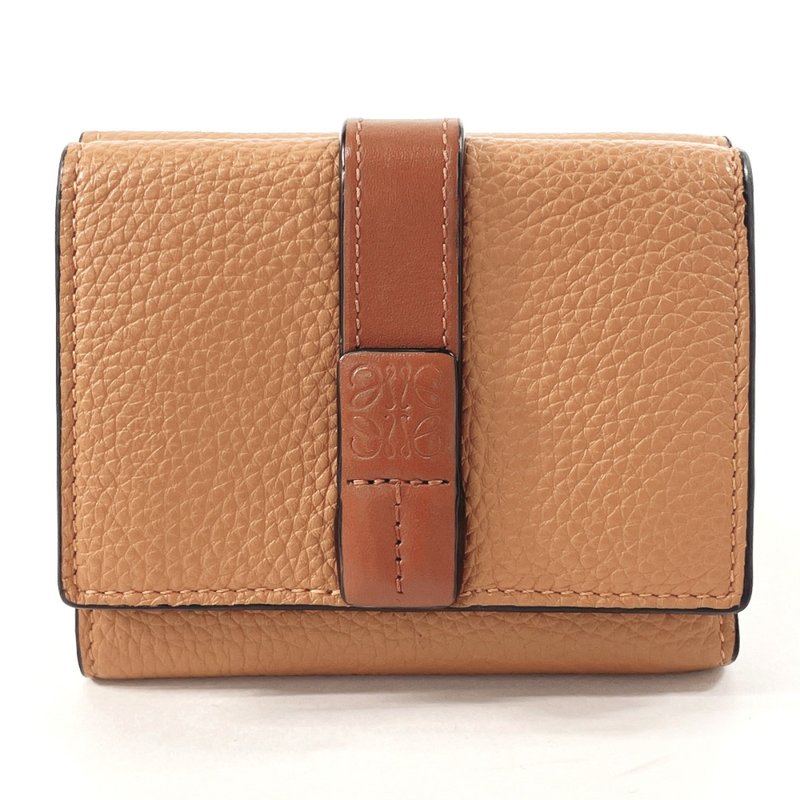 LOEWE Tri-fold wallet Compact wallet Anagram 124.12AB41 Tri-fold Leather Brown - กระเป๋าสตางค์ - หนังแท้ สีนำ้ตาล